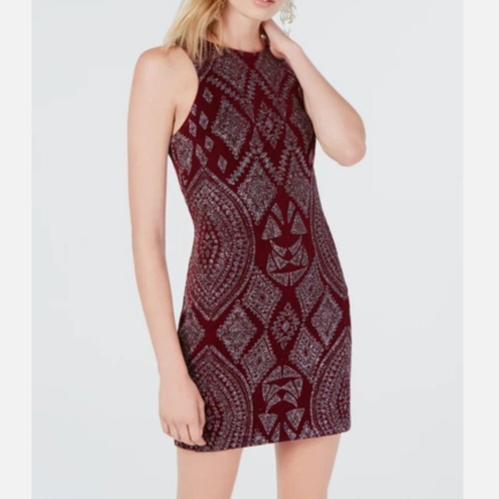 SPEECHLESS/Macy's Womens Burgundy Sleeveless Short Bodycon Cocktail Dress